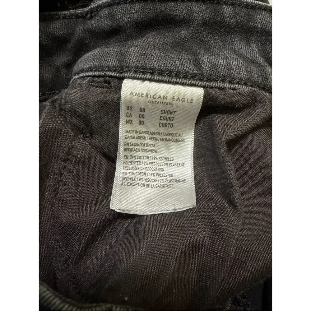 American Eagle size 00 short Charcoal Black Stretch hi rise jeggings